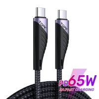 Кабель синхронизации Topk PD USB Type-C Power Delivery 65W 3.25A 1m нейлоновый серый (TK74AC-GR)