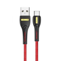 Кабель синхронізації Usams USB Type-C 1m 2.1A червоний нейлоновий (US-SJ390-RD)