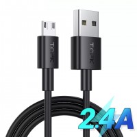 Кабель синхронизации Topk Micro USB 1m 2.4A черный (TK02U-VER2-BL)