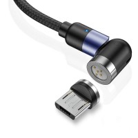 Магнитный кабель синхронизации Topk microUSB 1m 3A 540° нейлоновый черный (TK66U-VER2-BL)