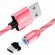 Светящийся магнитный кабель для зарядки Topk microUSB 1m 2.4A 360° розовый (TK67U-VER2-PK)