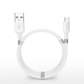 Магнитный кабель зарядки и синхронизации Topk microUSB 1m 3A белый (TK07U-VER2-WT)