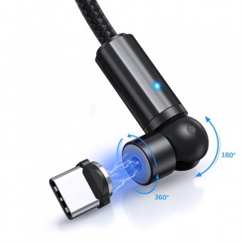 Магнитный кабель для зарядки Topk USB Type-C 1m 2.4A 540° черный (TK68C-VER2-BL)