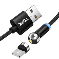 Магнитный кабель для зарядки Topk iPhone 1m 2.4A 360° черный (TK28i-VER2-BL)