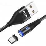 Магнитный кабель синхронизации Topk USB Type-C 1m 3A 360° черный (TK60C-VER2-BL)