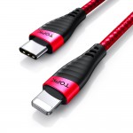 Кабель синхронизации Topk PD USB Type-C для Apple iPhone 20W 2.2A 1m нейлоновый красный (TK15CI-RD)
