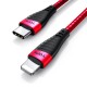 Кабель синхронизации Topk PD USB Type-C для Apple iPhone 20W 2.2A 1m нейлоновый красный (TK15CI-RD)
