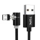 Магнитный кабель синхронизации Topk microUSB 1m 2.4A 360° нейлоновый черный (TK69U-VER2-BL)