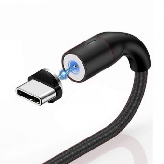 Магнитный кабель для зарядки Usams USB Type-C 2m 2.4A 360° черный (US-SJ337-BL)