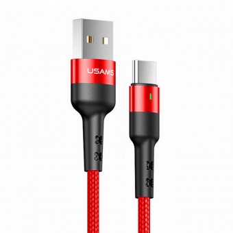 Кабель синхронизации Usams USB Type-C 1m 3A нейлоновый красный (US-SJ313-RD)