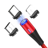 Магнитный кабель синхронизации Topk 3 в 1 360° красный (TK60-3-VER2-RD)