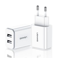 Сетевое зарядное устройство Usams 5V 2.1A 2xUSB White (US-CC067-WT)