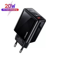 Сетевое зарядное устройство Usams 2xUSB QC 3.0 + Type-C/PD 20W с цифровым дисплеем Black (US-CC133-BL)