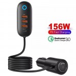 Автомобильное зарядное устройство Usams Quick Charge 3.0 + Type-C/PD 156W 4xPorts с удлинителем Black (US-CC161)