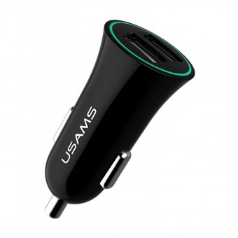 Автомобильное зарядное устройство Usams 2.1A 2xUSB Black (US-CC013-BL)