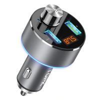 FM-трансмиттер модулятор Topk с Bluetooth, MicroSD, USB Quick Charge 3.0 18W 2xUSB Black (TK217Q-GR)