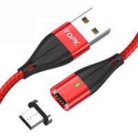 Магнитный кабель синхронизации Topk microUSB 1m 2.4A красный (TK61U-VER2-RD)