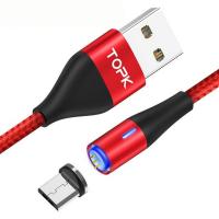 Магнитный кабель синхронизации Topk microUSB 1m 2.4A 360° красный (TK60U-VER2-RD)