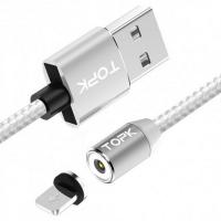Магнитный кабель для зарядки Topk iPhone 1m 2.1A 360° Silver (TK17i-VER2-SL)
