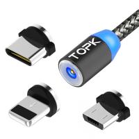 Магнитный кабель для зарядки Topk 3 в 1 360° черный (TK17-3-VER2-BL)