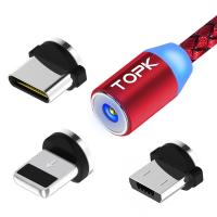 Магнитный кабель для зарядки Topk 3 в 1 360° красный (TK17-3-VER2-RD)