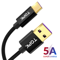 Кабель синхронизации Topk USB Type-C 1m 5A нейлоновый черный (TK11C-VER2-BL)