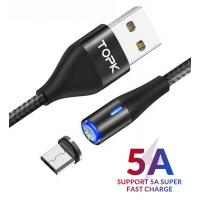 Магнитный кабель синхронизации Topk microUSB  QC3.0 1m 5A 360° нейлоновый черный (TK08U-VER2-BL)