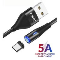 Магнитный кабель синхронизации Topk USB Type-C QC3.0 1m 5A 360° нейлоновый черный (TK08C-VER2-BL)