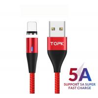 Магнитный кабель синхронизации Topk iPhone QC3.0 1m 5A 360° нейлоновый красный (TK08i-VER2-RD)