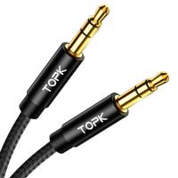 Кабель AUX Topk 3.5 мм нейлоновый черный (TK25-BL)