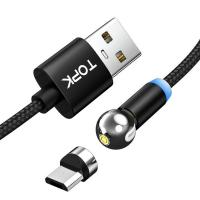Магнитный кабель для зарядки Topk microUSB 1m 2.4A 360° черный (TK28U-VER2-BL)