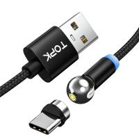 Магнитный кабель для зарядки Topk USB Type-C 1m 2.4A 360° черный (TK28C-VER2-BL)