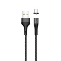 Магнитный кабель для зарядки Usams microUSB 2m 2.4A 360° черный (US-SJ338-BL)