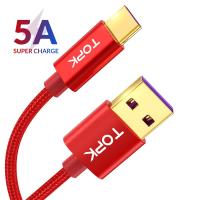 Кабель синхронизации Topk USB Type-C 1m 5A нейлоновый красный (TK11C-VER2-RD)
