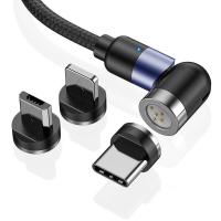 Магнитный кабель синхронизации Topk 3в1 1m 3A 540° черный (TK66-3-VER2-BL)