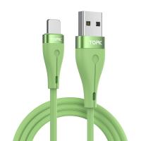 Кабель синхронизации Topk IPhone 1m 2.1A силиконовый зеленый (TK46i-VER2-GE)