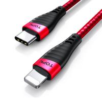 Кабель синхронизации Topk PD USB Type-C для Apple iPhone 20W 2.2A 1m нейлоновый красный (TK15CI-RD)