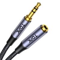 Кабель стерео аудио Topk 3.5 мм Male to Female 1м нейлоновый серый (TKYP10-GR)